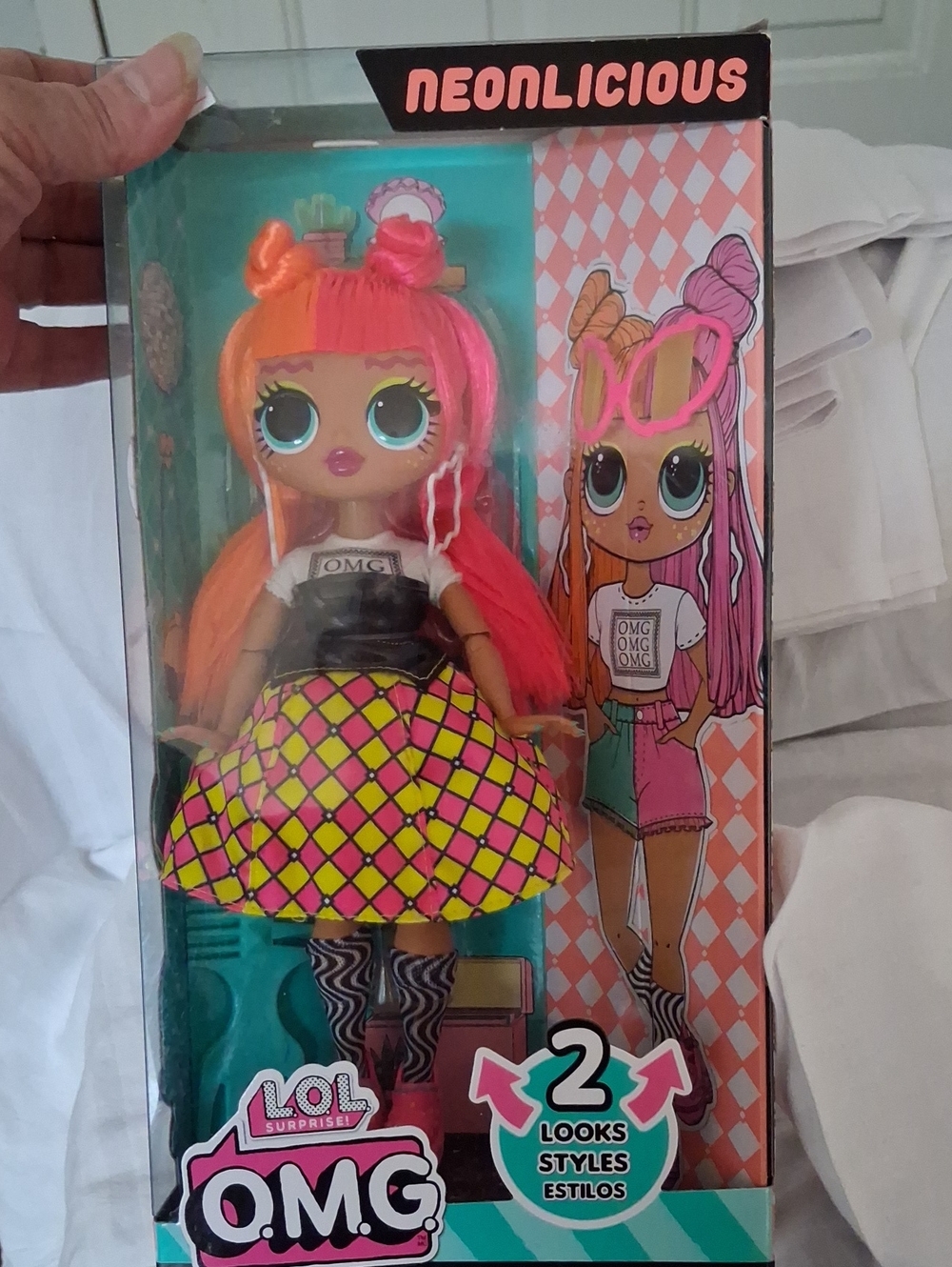 Neonlicious OMG Fashion Doll - Neon Orange & Hot Pink Hair, Yellow Diamond Skirt